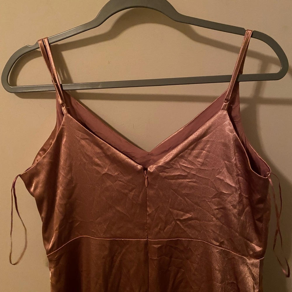BIRDY GREY Catherine Dress Shiny Satin Desert Rose Size Large - Picture 8 of 9